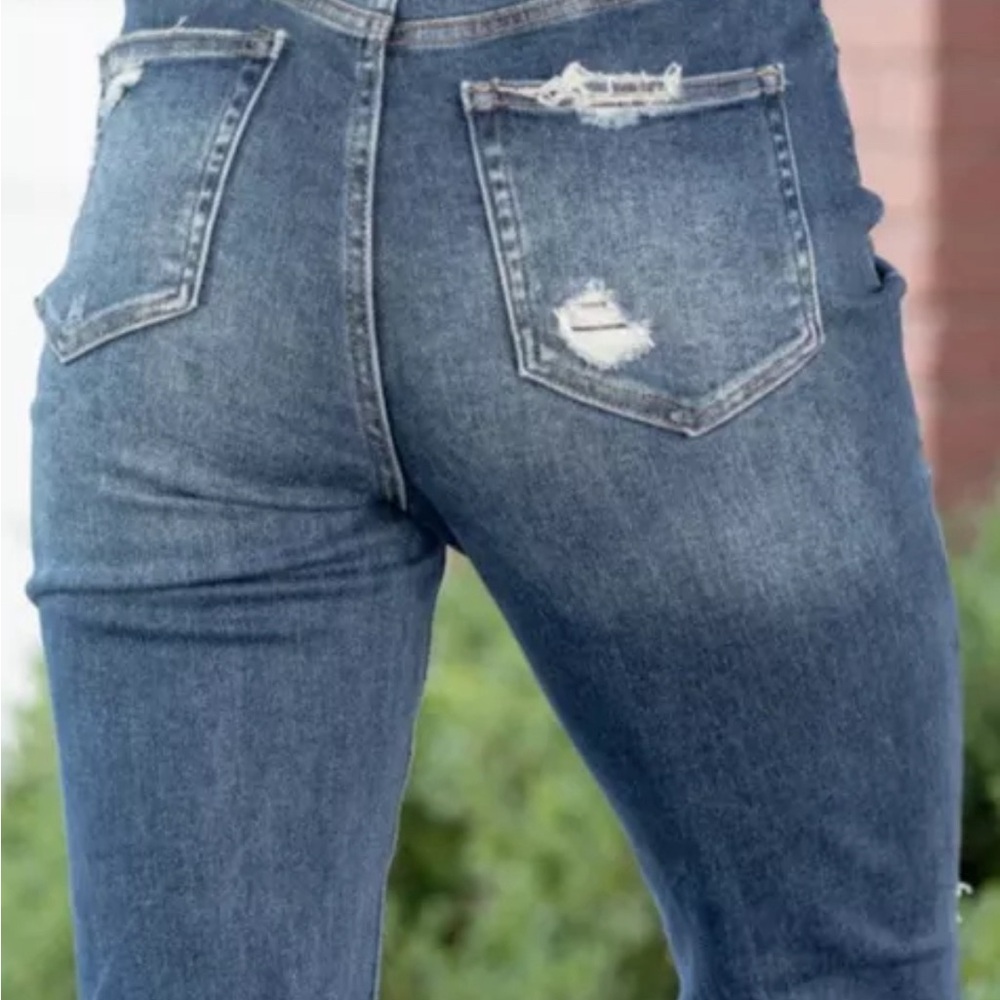 Mia‎ High Rise Mom Cuffed Dark Blue Wash Jeans - 27 - Picture 9 of 10